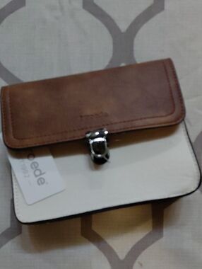 Mroede Brown Vegan Leather Crossbody Clutch with Buckle
